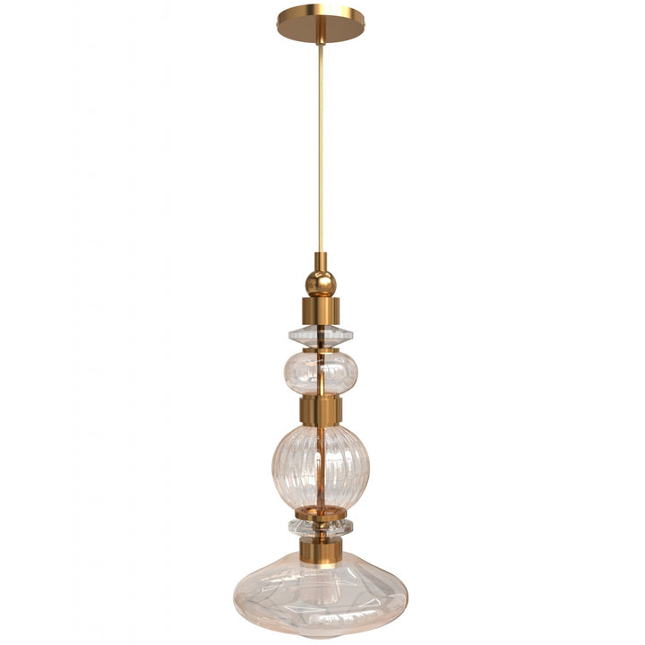 Avenue Lighting Avra 20"H Bottom Stacked LED Pendant HF7901-AB in Aged Brass/Clear Glass