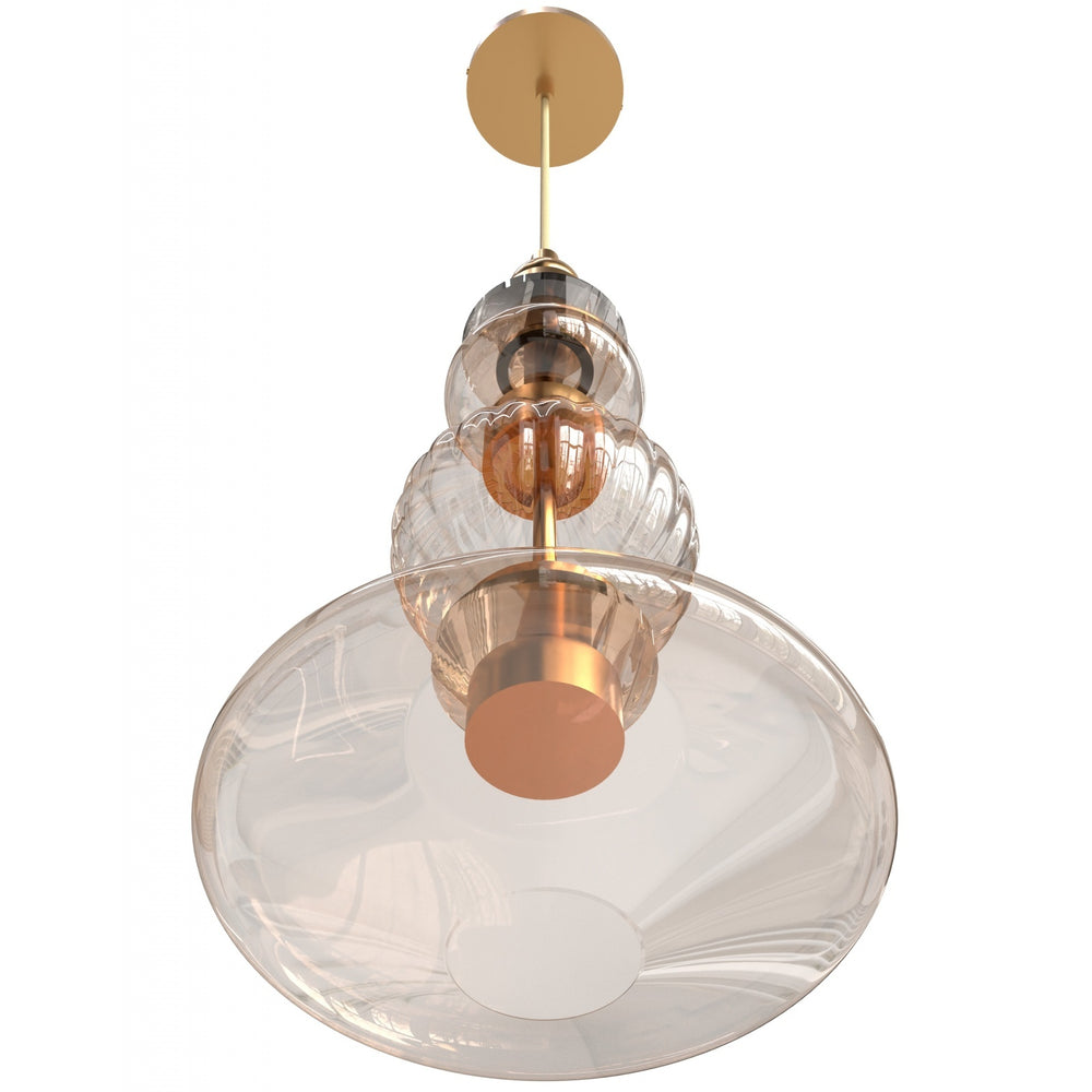Avenue Lighting Avra 20"H Bottom Stacked LED Pendant HF7901-AB in Aged Brass/Clear Glass view 2