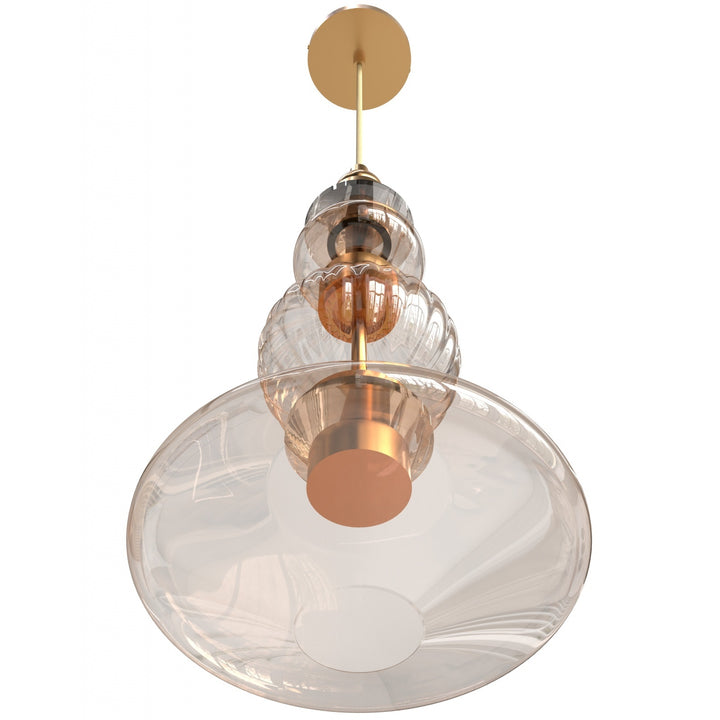 Avenue Lighting Avra 20"H Bottom Stacked LED Pendant HF7901-AB in Aged Brass/Clear Glass view 2