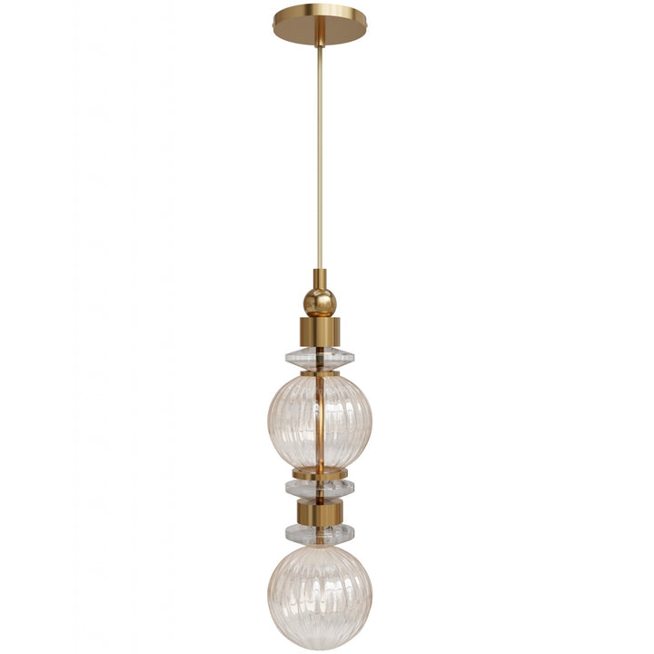 Avenue Lighting Avra 18"H Stacked LED Pendant HF7902-AB in Aged Brass/Clear Glass