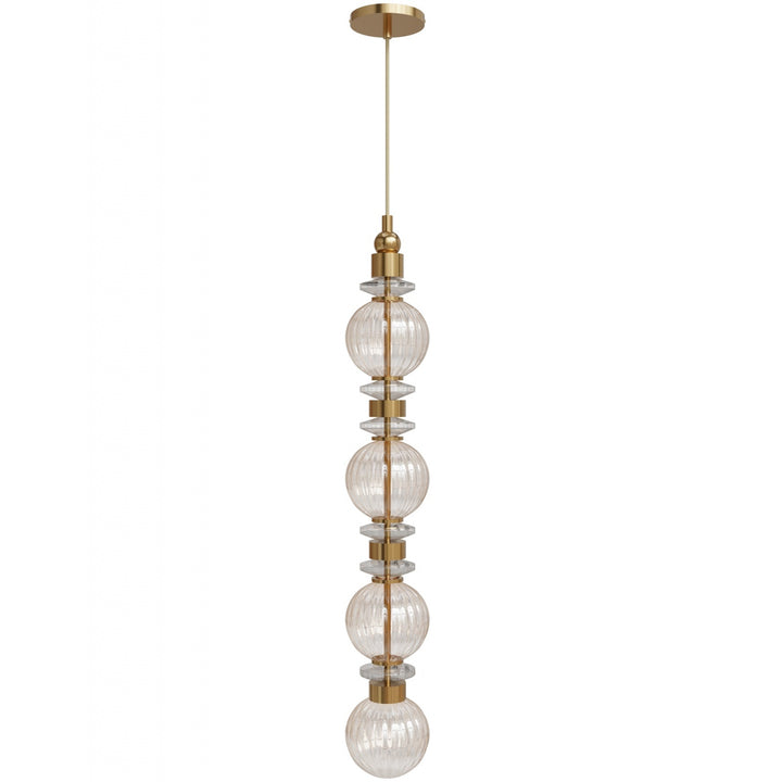 Avenue Lighting Avra 36"H Stacked LED Pendant HF7904-AB in Aged Brass/Clear Glass