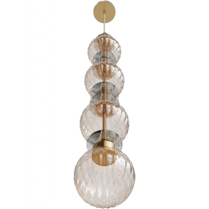 Avenue Lighting Avra 36"H Stacked LED Pendant HF7904-AB in Aged Brass/Clear Glass view 2