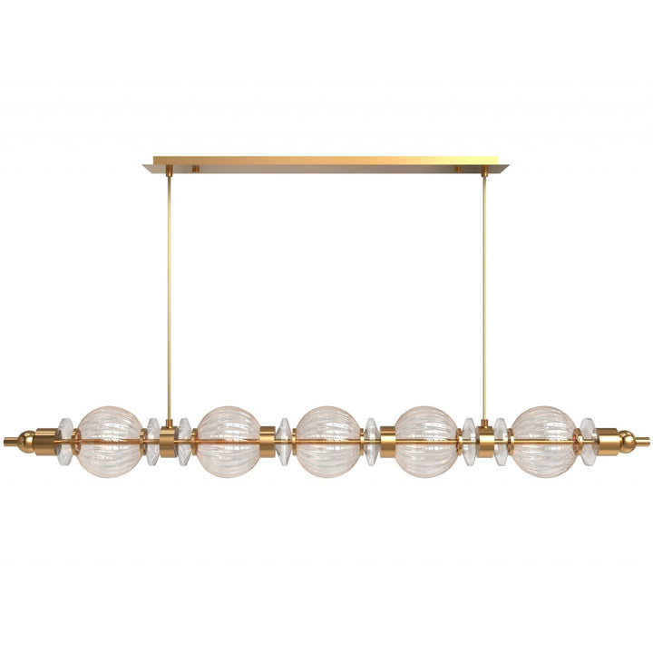 Avenue Lighting Avra 5-Light 48"W Linear LED Pendant HF7955-AB in Aged Brass/Clear Glass