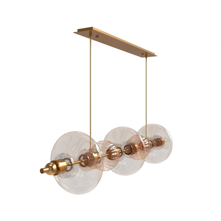 Avenue Lighting Avra 5-Light 45"W Linear LED Pendant HF7977-AB in Aged Brass/Clear Glass view 2