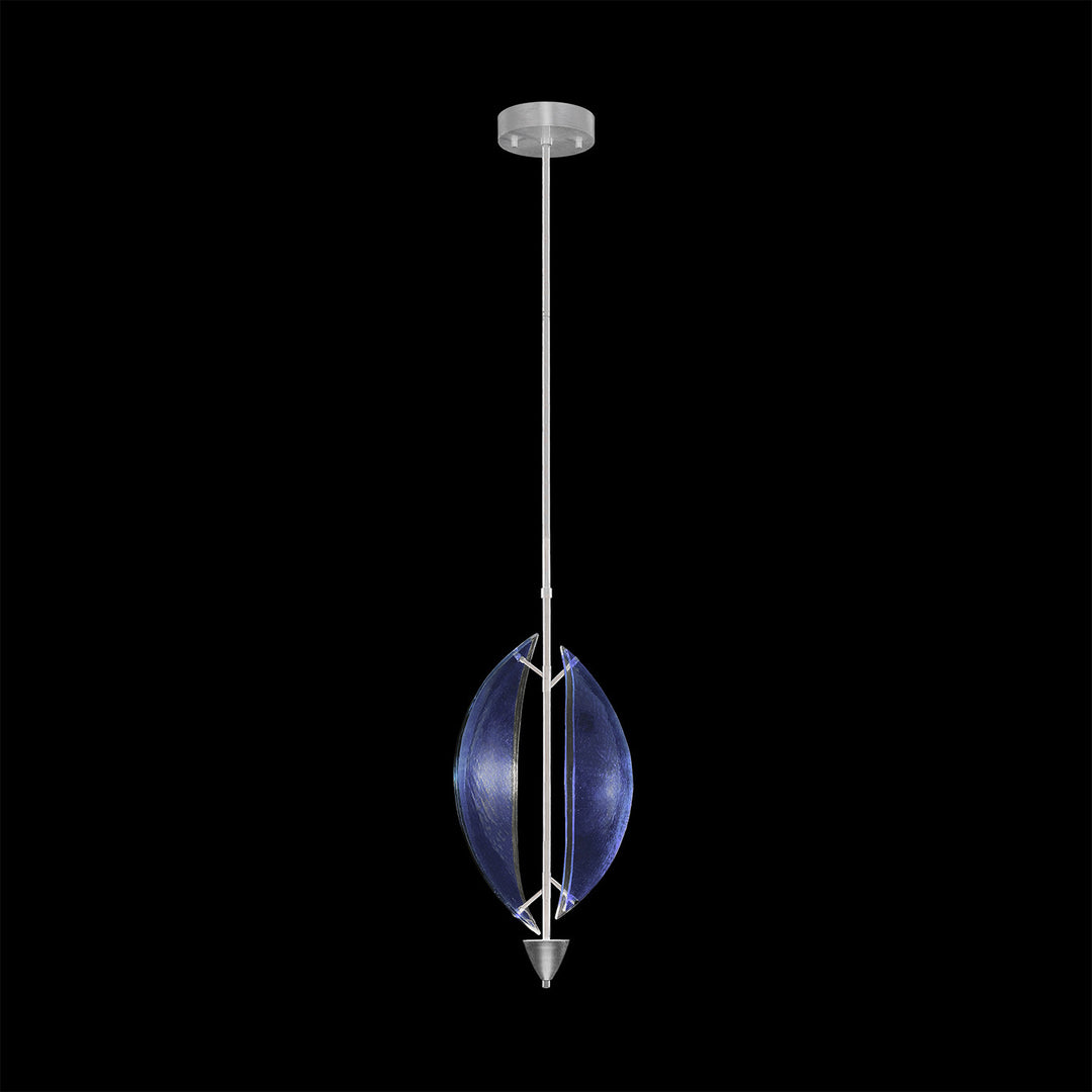 Fine Art Handcrafted Lighting Embark 11"W Round Pendant in Standard Silver Leaf, Blue (100057-41)