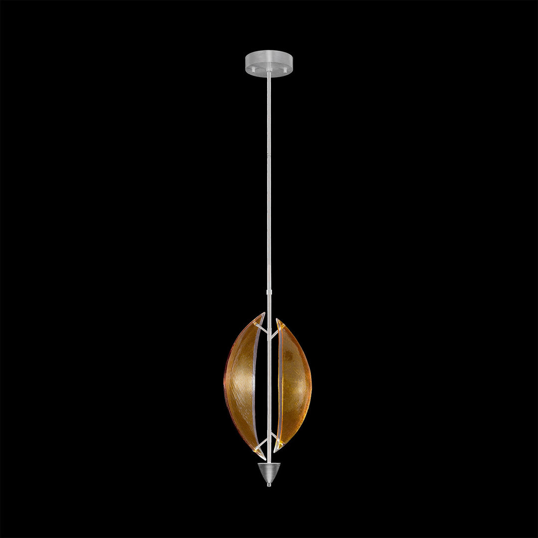 Fine Art Handcrafted Lighting Embark 11"W Round Pendant in Standard Silver Leaf, Amber (100057-42)