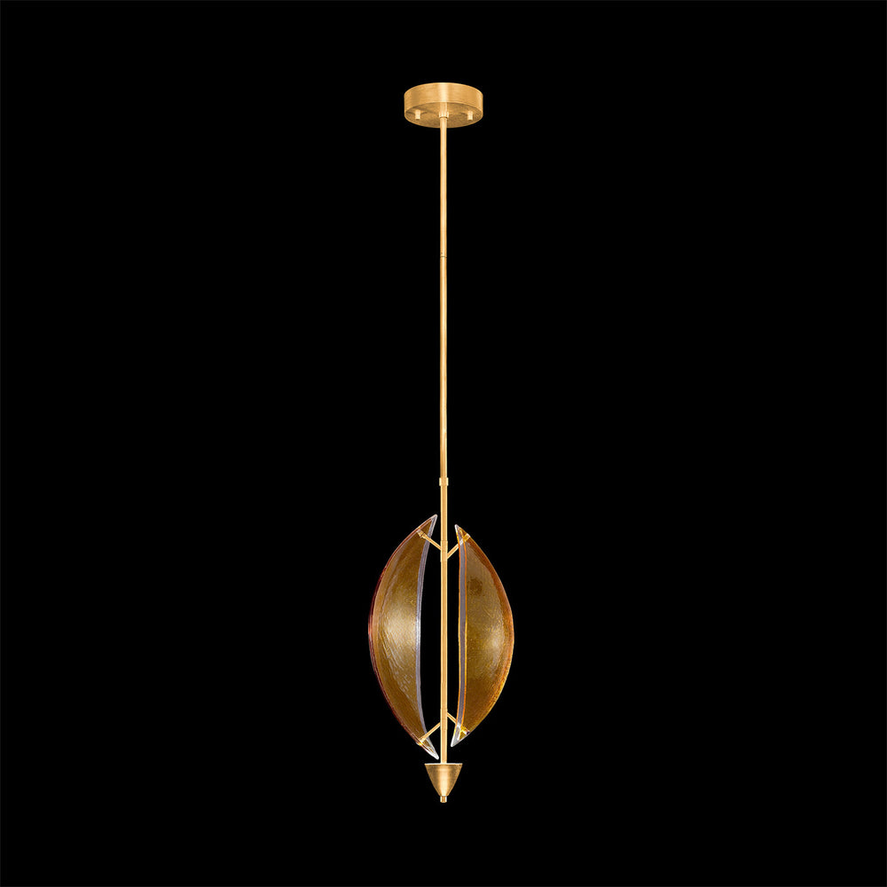 Fine Art Handcrafted Lighting Embark 11"W Round Pendant in Standard Gold Leaf, Amber (100057-32)