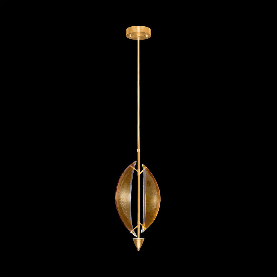 Fine Art Handcrafted Lighting Embark 11"W Round Pendant in Standard Gold Leaf, Amber (100057-32)