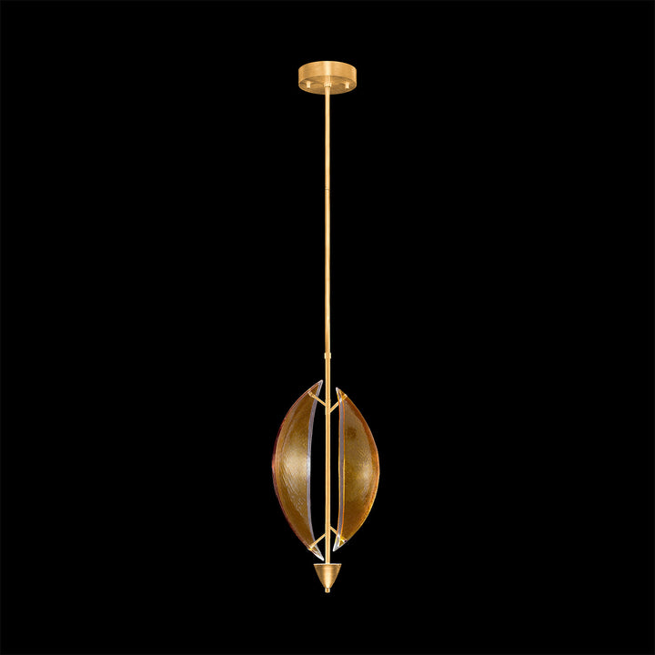 Fine Art Handcrafted Lighting Embark 11"W Round Pendant in Standard Gold Leaf, Amber (100057-32)