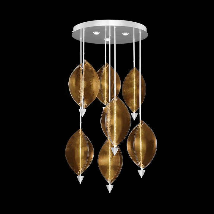 Fine Art Handcrafted Lighting Embark 40"W Round Pendant in White Lacquer, Amber (100060-62)