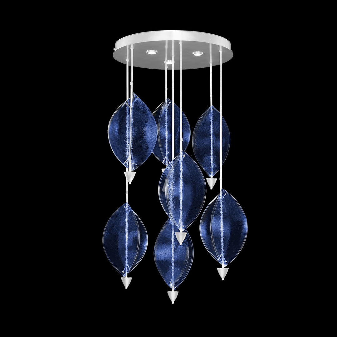 Fine Art Handcrafted Lighting Embark 40"W Round Pendant in White Lacquer, Blue (100060-61)