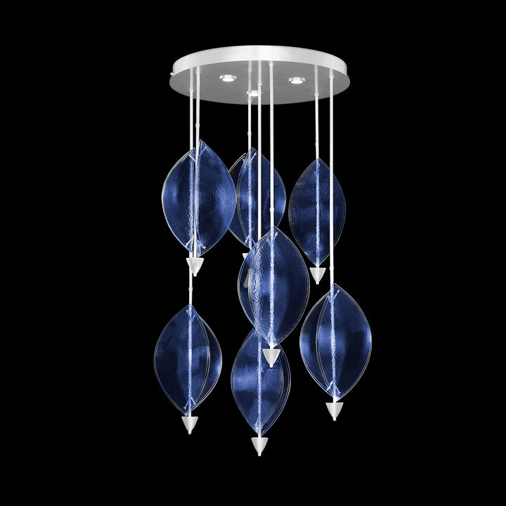 Fine Art Handcrafted Lighting Embark 40"W Round Pendant in White Lacquer, Blue (100060-61)