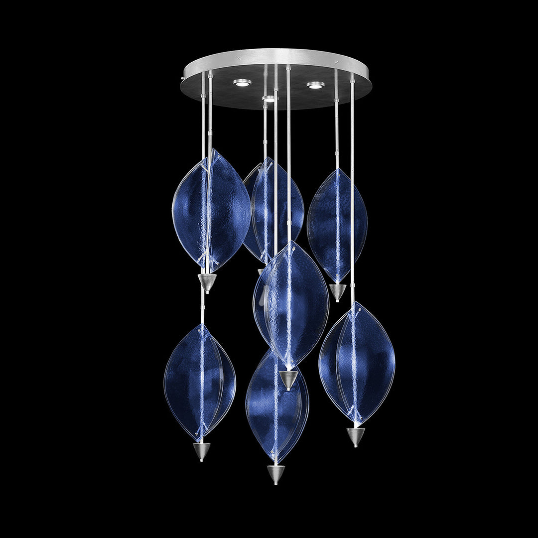 Fine Art Handcrafted Lighting Embark 40"W Round Pendant in Standard Silver Leaf, Blue (100060-41)