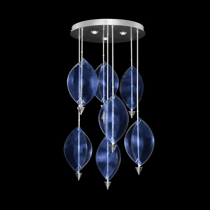 Fine Art Handcrafted Lighting Embark 40"W Round Pendant in Standard Silver Leaf, Blue (100060-41)