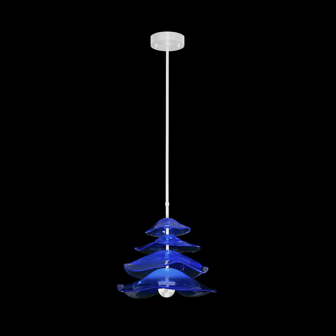 Fine Art Handcrafted Lighting Embark 20"W Round Pendant 100061 in White Lacquer, Blue (100061-61)