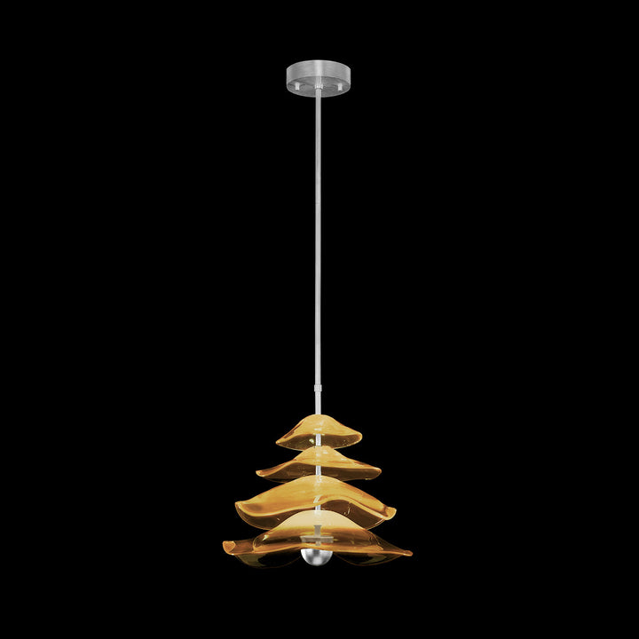 Fine Art Handcrafted Lighting Embark 20"W Round Pendant 100061 in Standard Silver Leaf, Amber (100061-42)