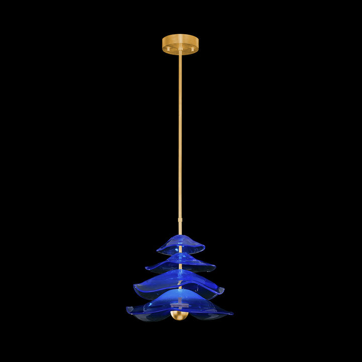 Fine Art Handcrafted Lighting Embark 20"W Round Pendant 100061 in Standard Gold Leaf, Blue (100061-31)