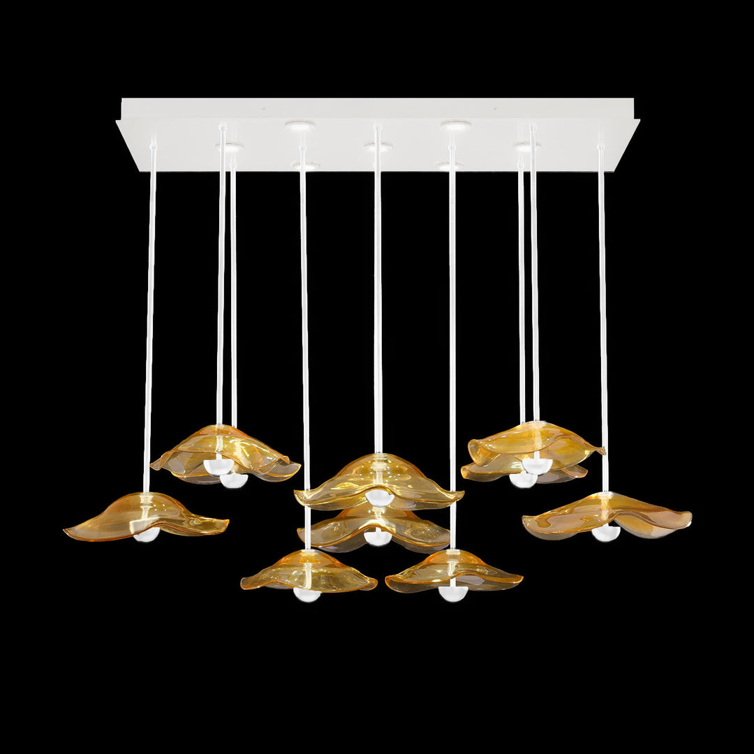 Fine Art Handcrafted Lighting Embark 61.75"W Rectangular Pendant in White Lacquer, Amber (100062-62)