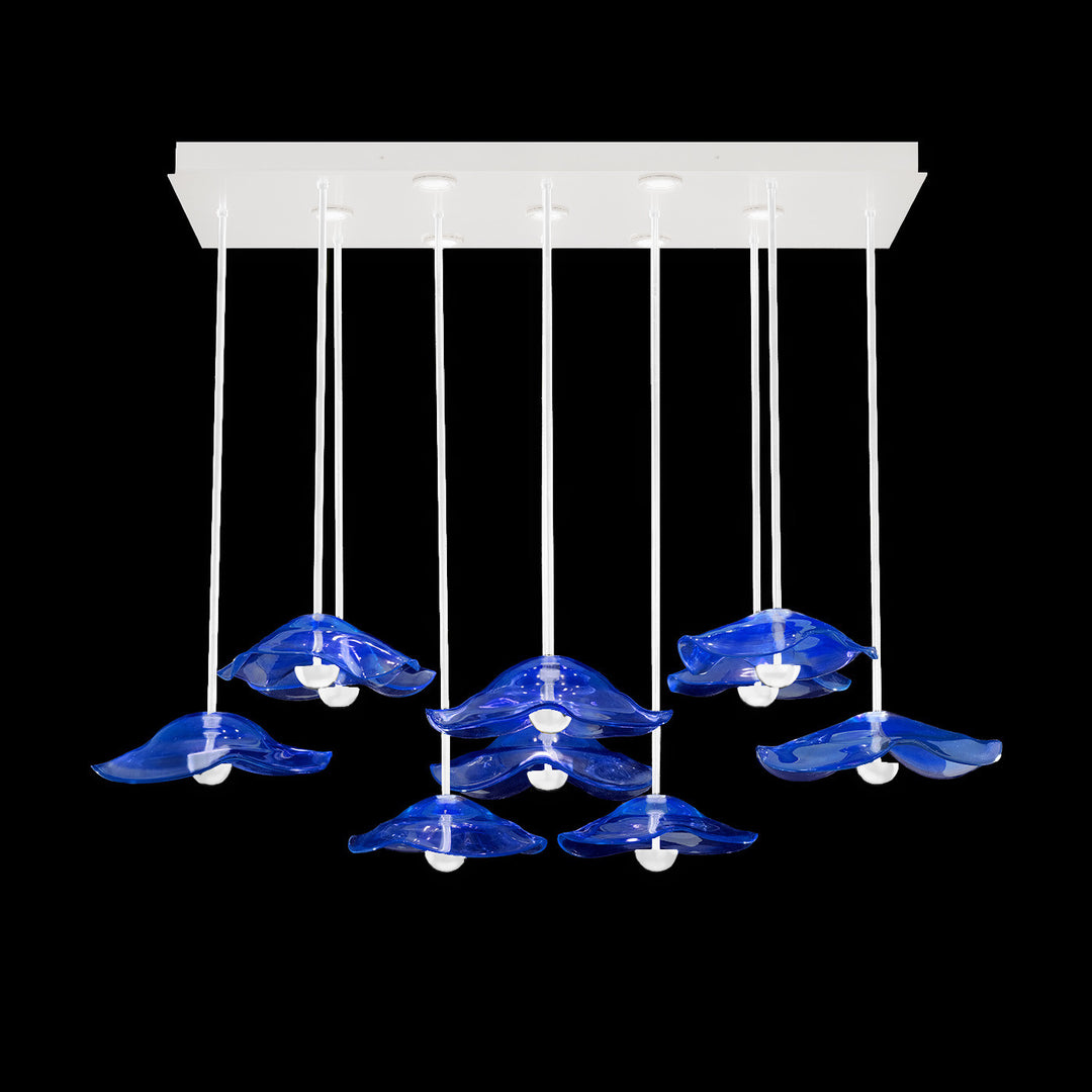 Fine Art Handcrafted Lighting Embark 61.75"W Rectangular Pendant in White Lacquer, Blue (100062-61)