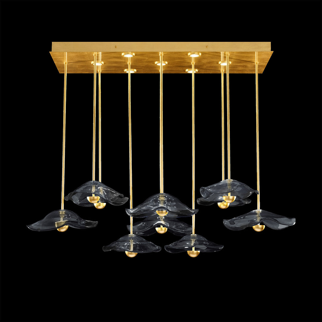 Fine Art Handcrafted Lighting Embark 61.75"W Rectangular Pendant in Standard Gold Leaf, Clear (100062-33)