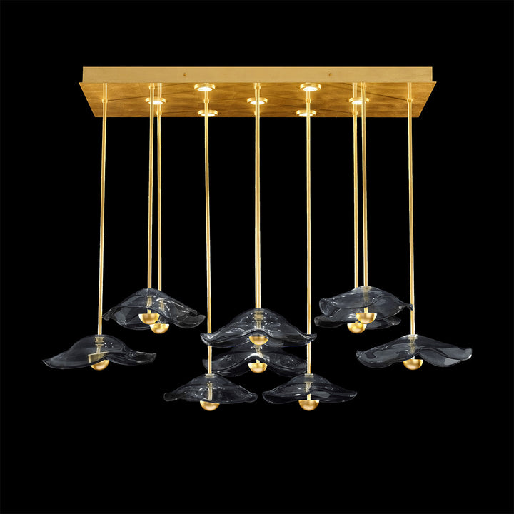 Fine Art Handcrafted Lighting Embark 61.75"W Rectangular Pendant in Standard Gold Leaf, Clear (100062-33)