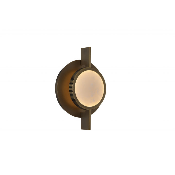 Avenue Lighting Mayfair 10"W Round Alabaster LED Wall Sconce HF7001-AB in Aged Brass/Alabaster