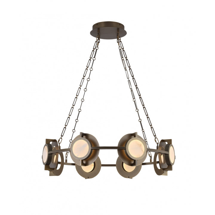 Avenue Lighting Mayfair 8-Light 31.5"W Round Alabaster Chandelier HF7008-AB in Aged Brass/Alabaster