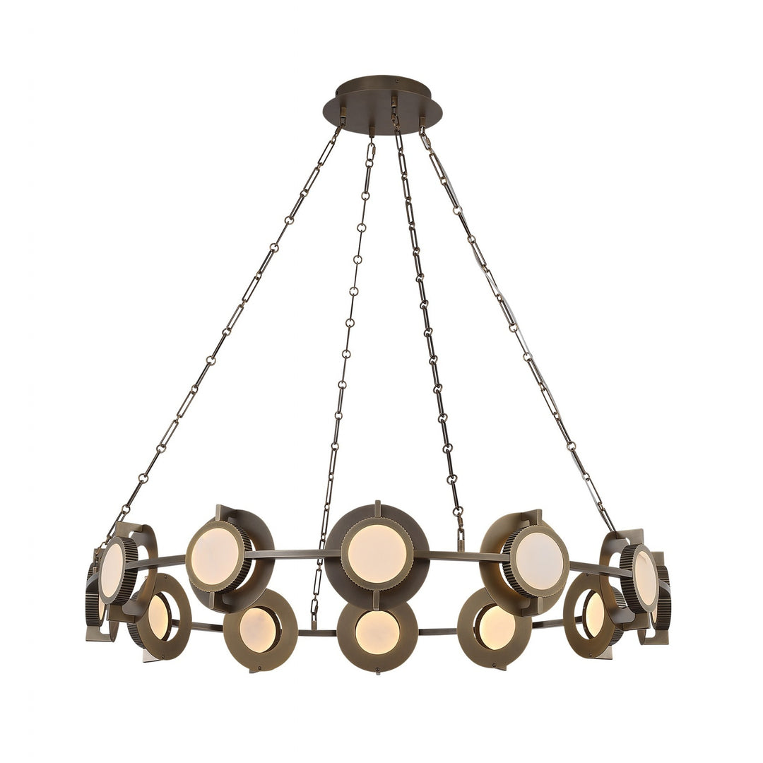 Avenue Lighting Mayfair 12-Light 43.5"W Round Alabaster Chandelier HF7012-AB in Aged Brass/Alabaster