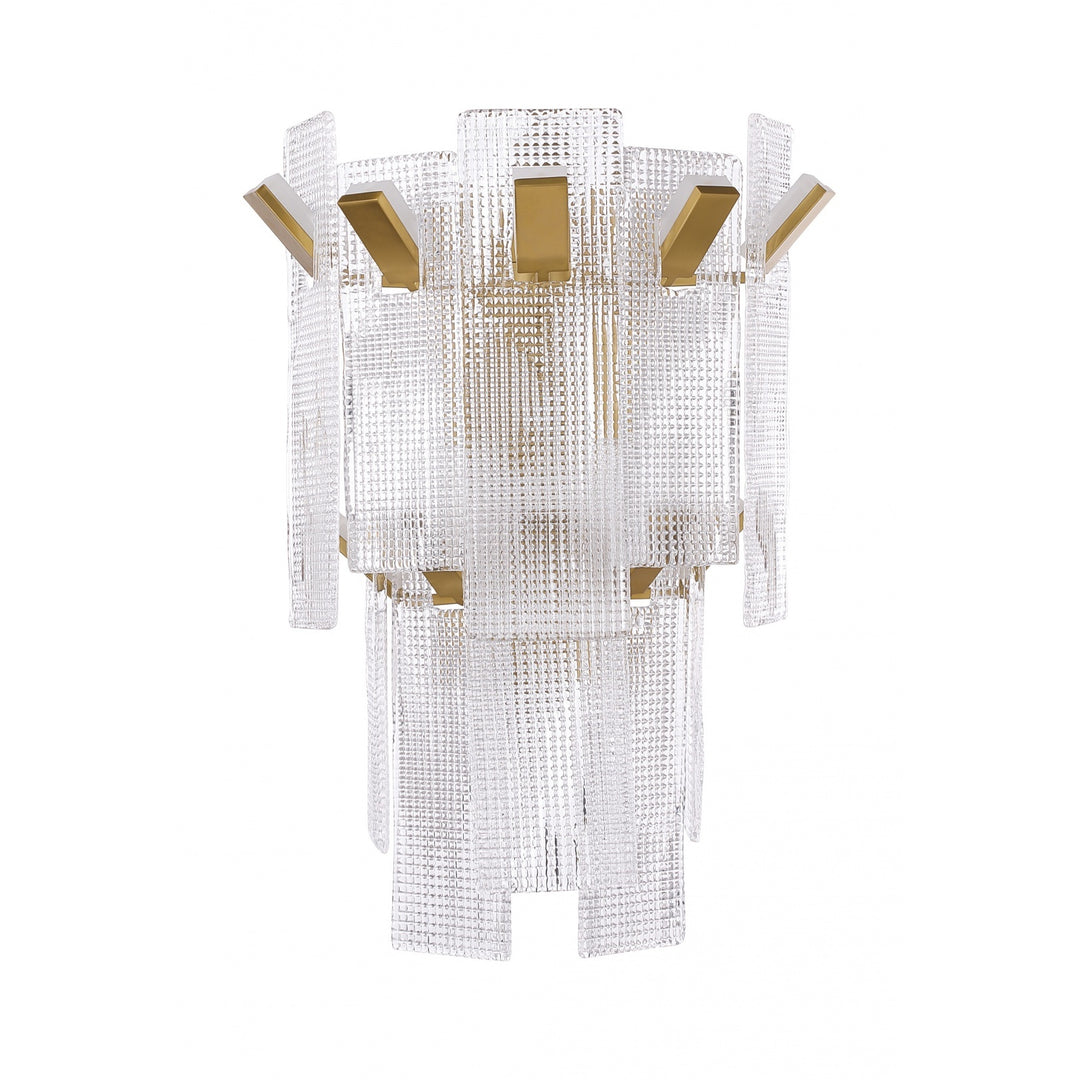 Avenue Lighting Belmont 23.5"H 2-Tier Wall Sconce HF7183-AGB in Aged Golden Brass/Textured Glass