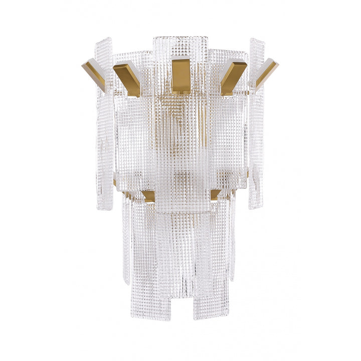 Avenue Lighting Belmont 23.5"H 2-Tier Wall Sconce HF7183-AGB in Aged Golden Brass/Textured Glass