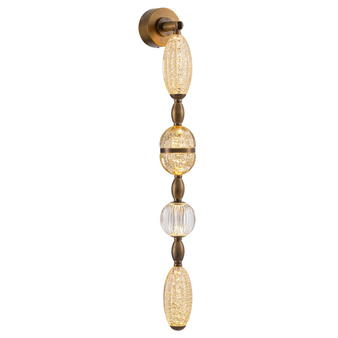 Avenue Lighting Dubai 4-Light 40"H LED Wall Sconce HF7160-AGB in Aged Golden Brass/Gold Glass