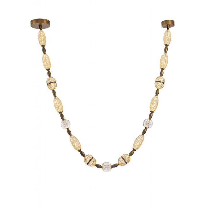 Avenue Lighting Dubai 146"L Glass Strand LED Pendant HF7162-AGB in Aged Golden Brass/Gold Glass
