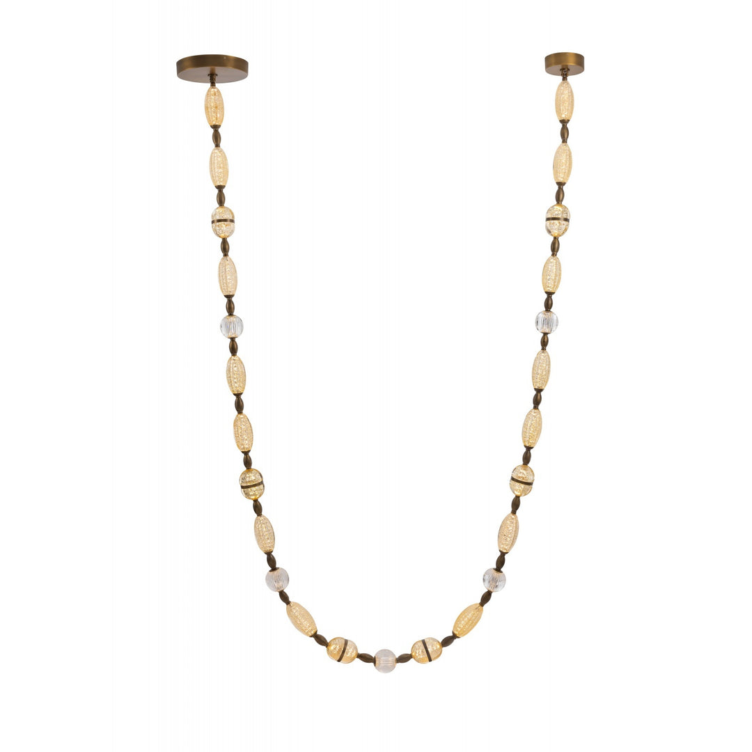 Avenue Lighting Dubai 243"L Glass Strand LED Pendant HF7163-AGB in Aged Golden Brass/Gold Glass