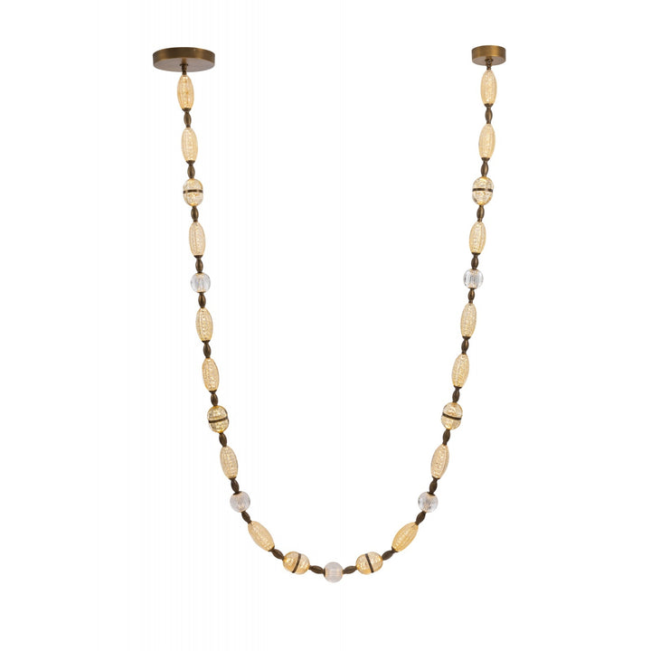 Avenue Lighting Dubai 243"L Glass Strand LED Pendant HF7163-AGB in Aged Golden Brass/Gold Glass