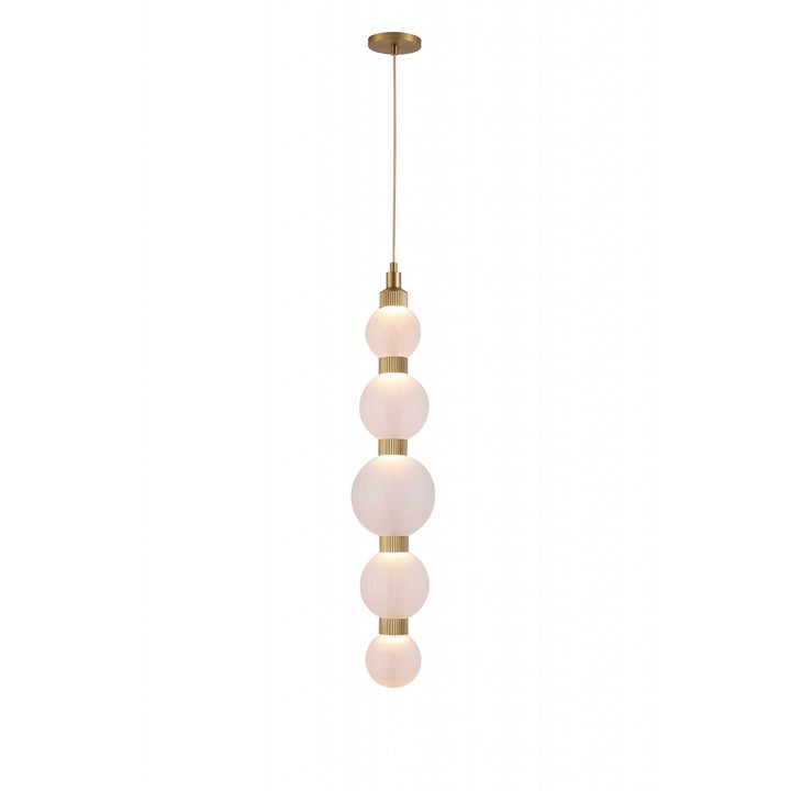 Avenue Lighting Zayna 5-Light 36"H LED Pendant HF7960-AB-WHT in Aged Brass/White Glass