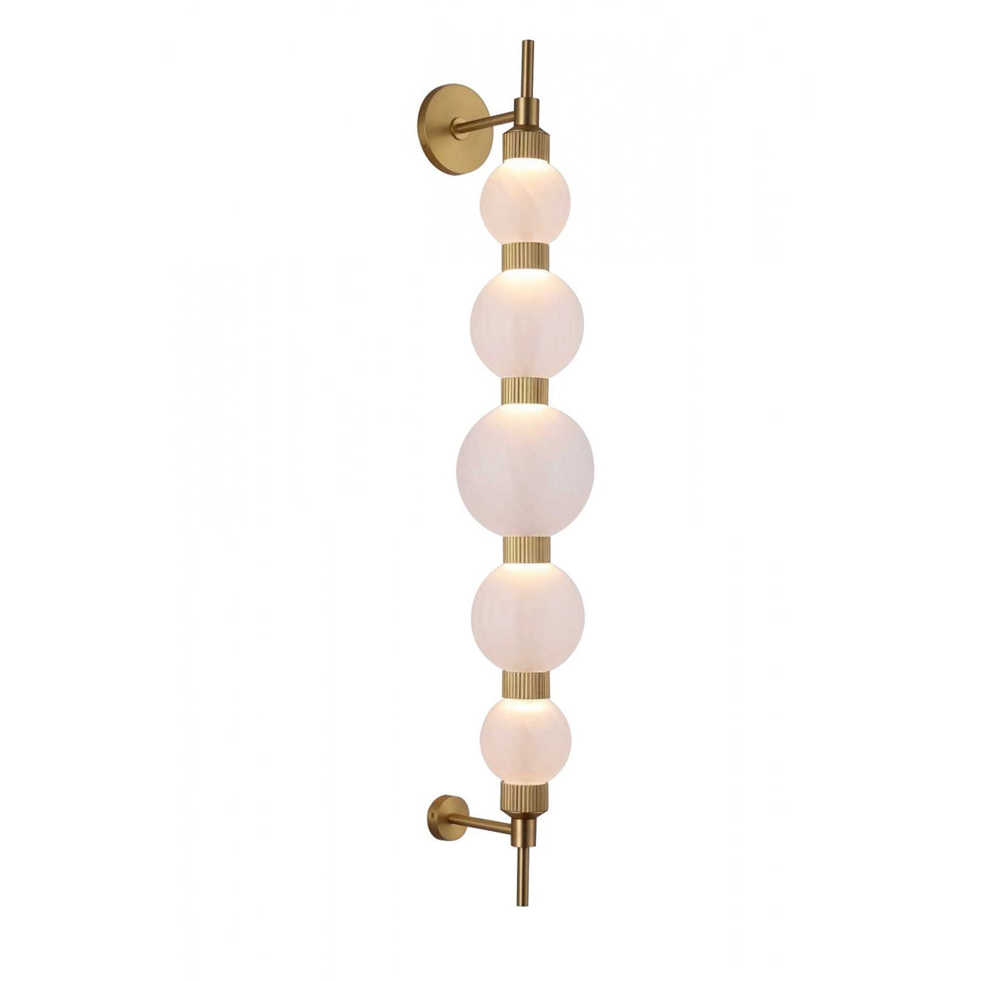 Avenue Lighting Zayna 5-Light 44"H LED Wall Sconce HF7950-AB-WHT in Aged Brass/White Glass