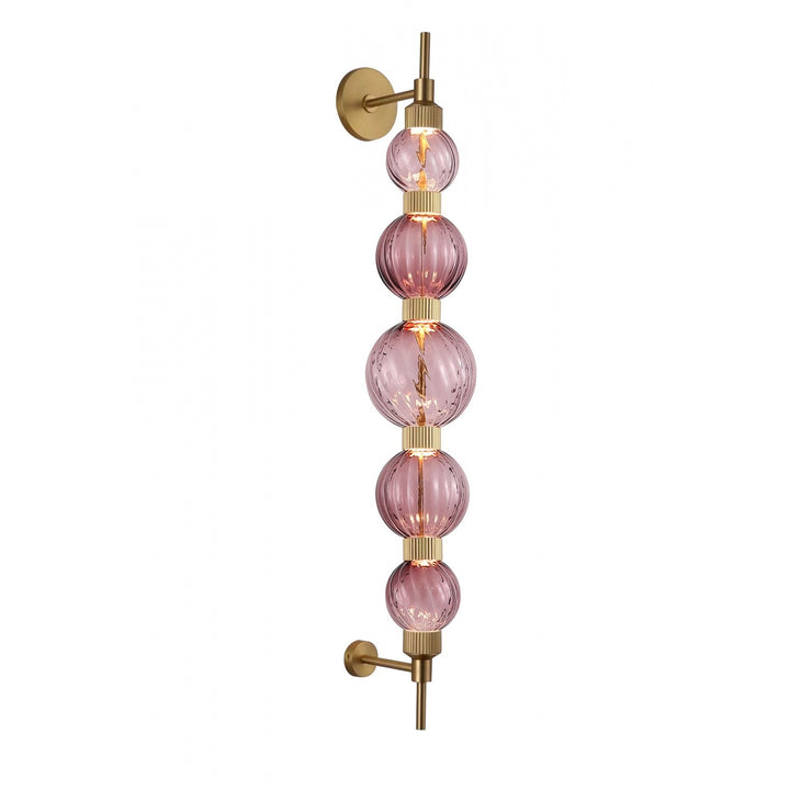 Avenue Lighting Zayna 5-Light 44"H LED Wall Sconce HF7950-AB-PUR in Aged Brass/Purple Glass