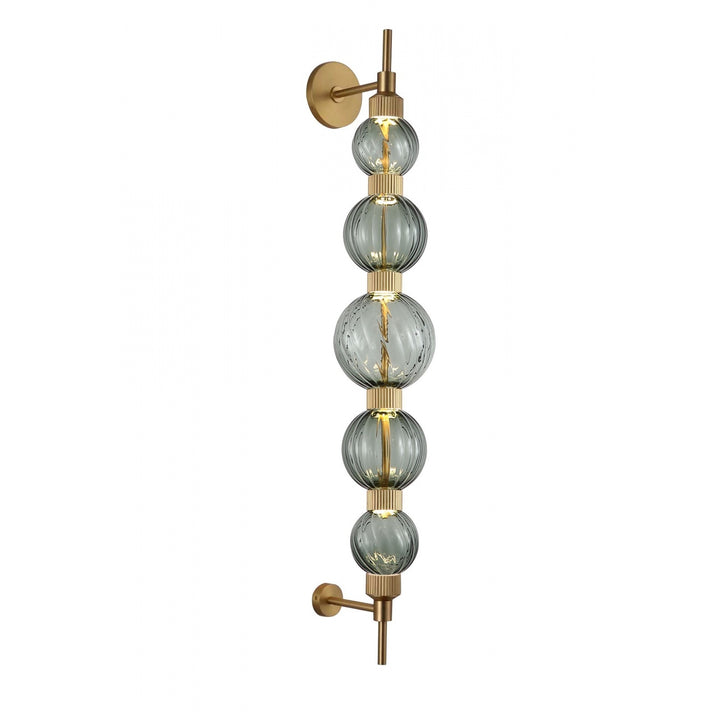 Avenue Lighting Zayna 5-Light 44"H LED Wall Sconce HF7950-AB-GRN in Aged Brass/Green Glass