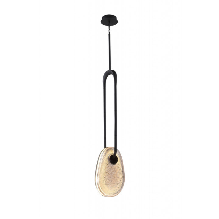 Avenue Lighting Palmea 14"H Oval Glass LED Pendant HF7122-BK-SMK in Matte Black/Smoked Glass