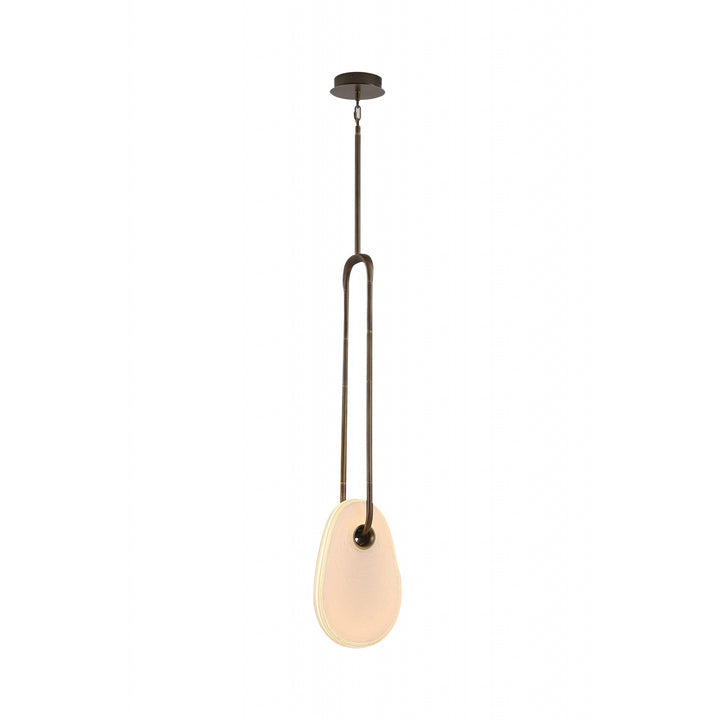 Avenue Lighting Palmea 14"H Oval Glass LED Pendant HF7122-AB-WHT in Aged Brass/White Glass