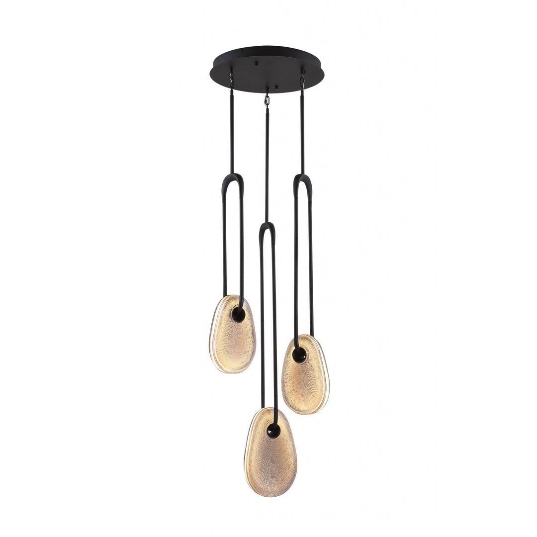 Avenue Lighting Palmea 3-Light 18"W Oval Glass LED Chandelier HF7103-BK-SMK in Matte Black/Smoked Glass