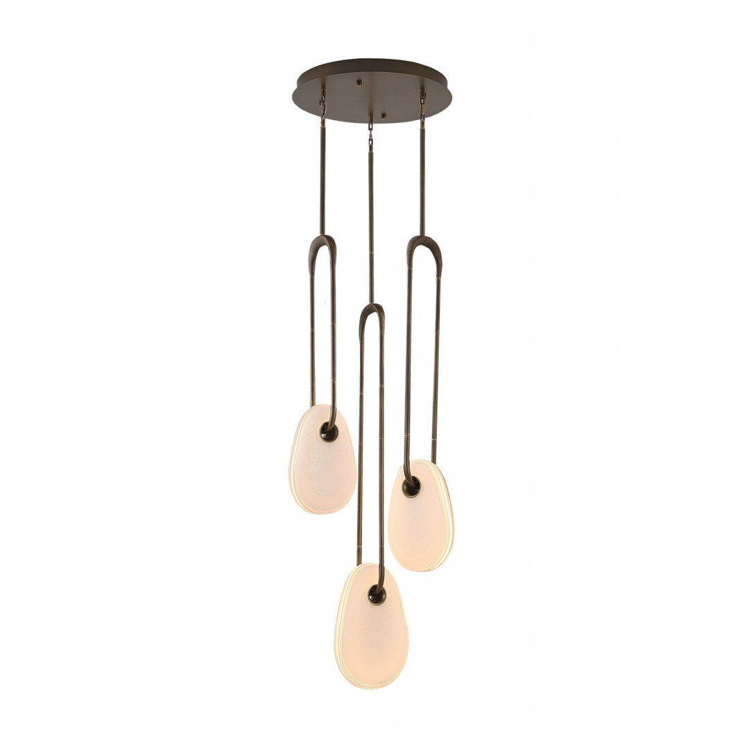 Avenue Lighting Palmea 3-Light 18"W Oval Glass LED Chandelier HF7103-AB-WHT in Aged Brass/White Glass