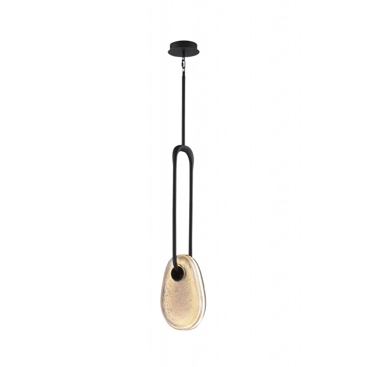 Avenue Lighting Palmea 1-Light 12"H Oval Glass LED Pendant HF7101-BK-SMK in Matte Black/Smoked Glass