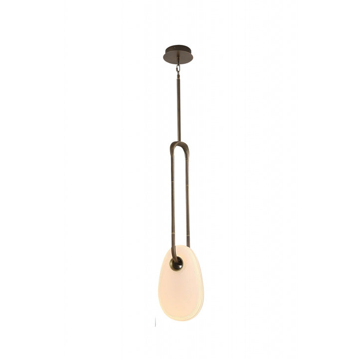 Avenue Lighting Palmea 1-Light 12"H Oval Glass LED Pendant HF7101-AB-WHT in Aged Brass/White Glass