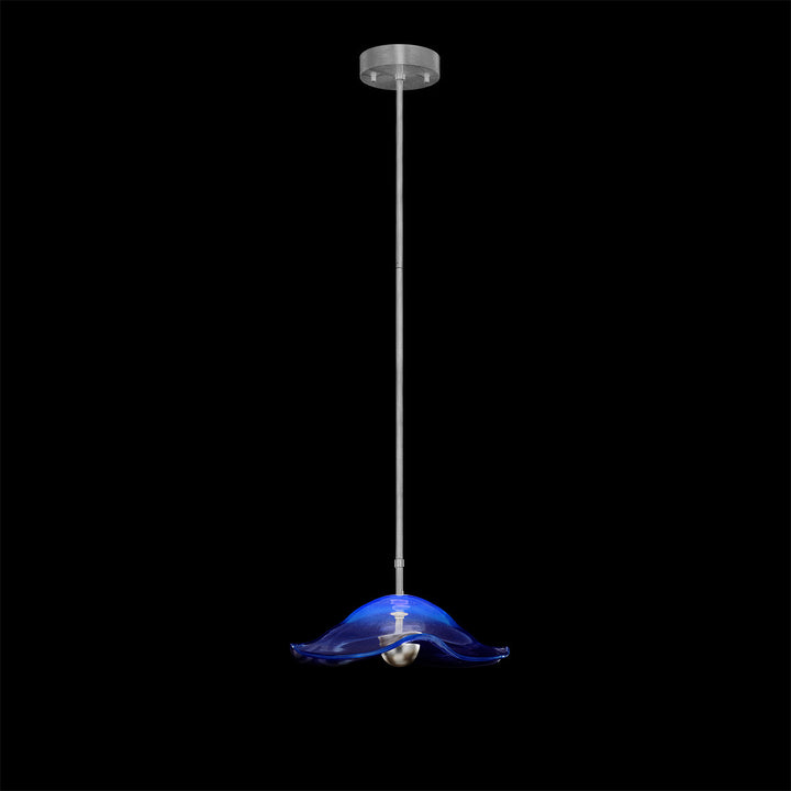 Fine Art Handcrafted Lighting Embark 16"W Round Pendant in Standard Silver Leaf, Blue (100063-41)