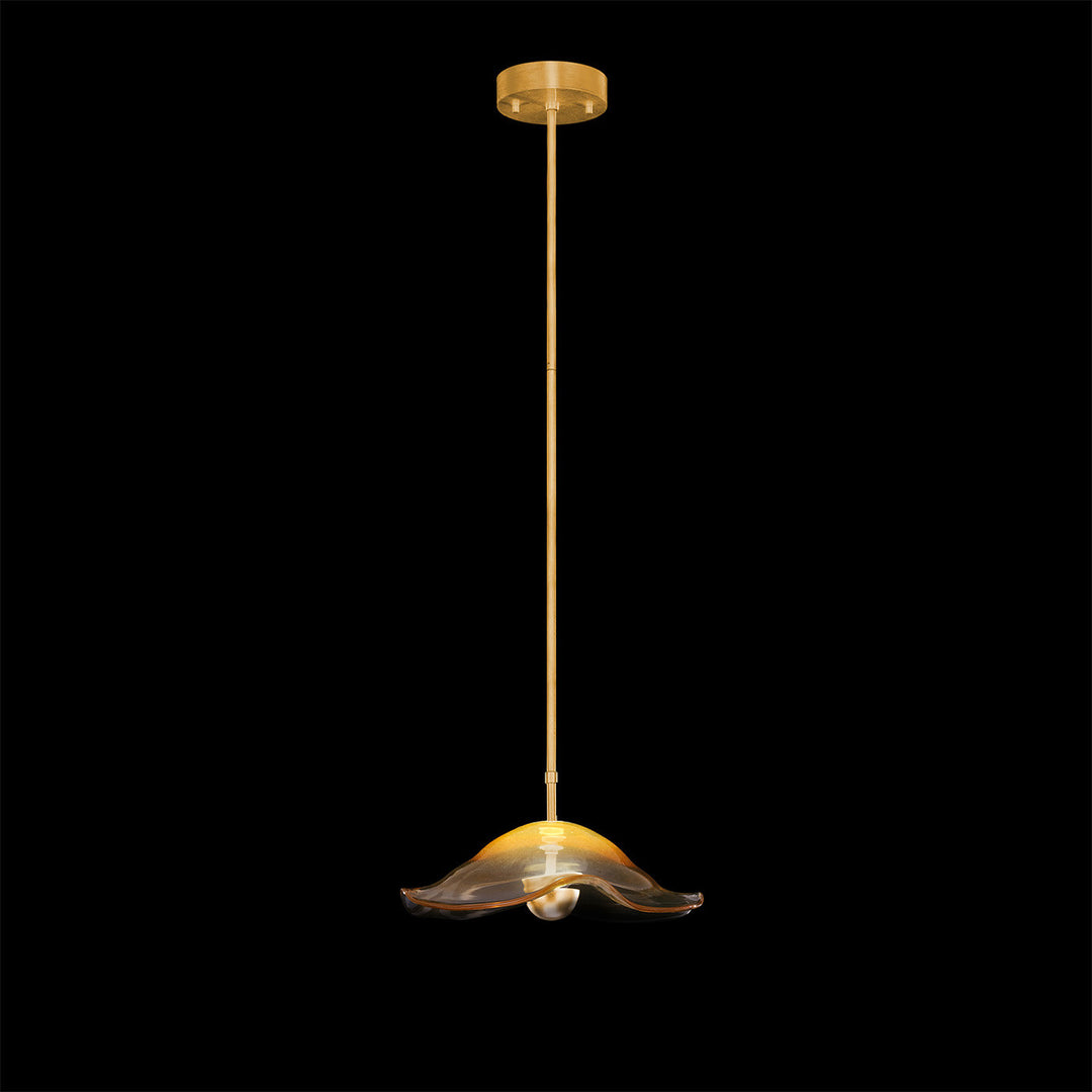 Fine Art Handcrafted Lighting Embark 16"W Round Pendant in Standard Gold Leaf, Amber (100063-32)