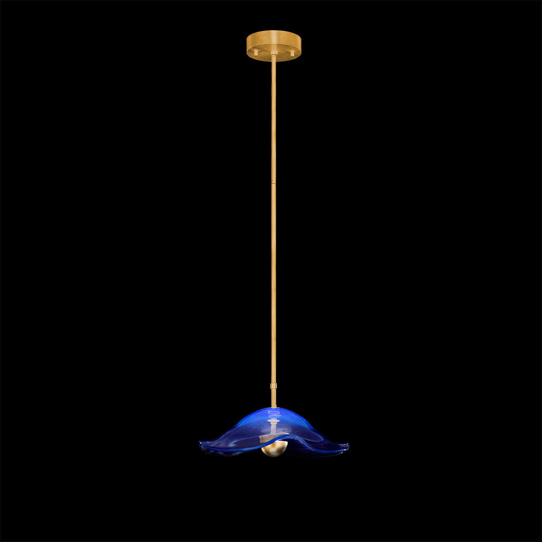 Fine Art Handcrafted Lighting Embark 16"W Round Pendant in Standard Gold Leaf, Blue (100063-31)