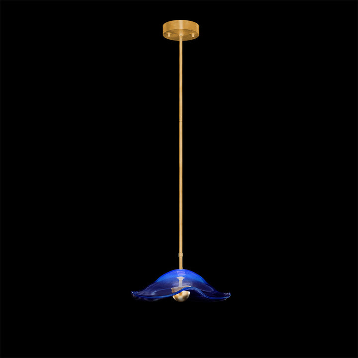 Fine Art Handcrafted Lighting Embark 16"W Round Pendant in Standard Gold Leaf, Blue (100063-31)