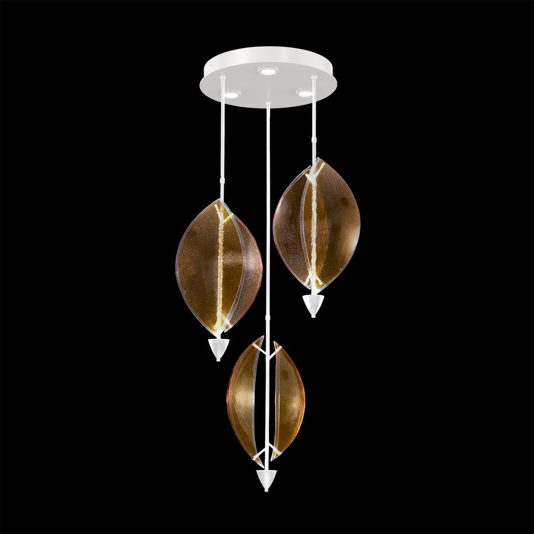 Fine Art Handcrafted Lighting Embark 28.5"W Round Pendant in White Lacquer, Amber (100064-62)