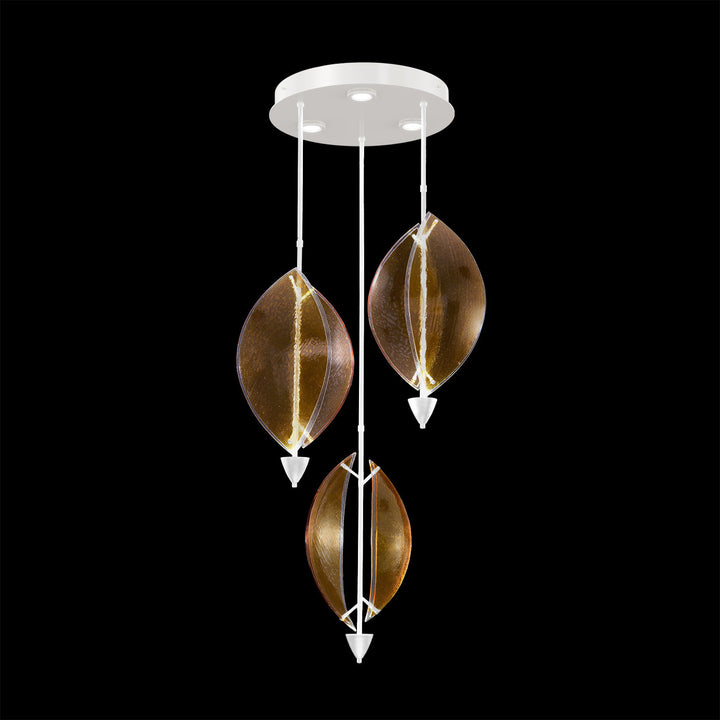 Fine Art Handcrafted Lighting Embark 28.5"W Round Pendant in White Lacquer, Amber (100064-62)